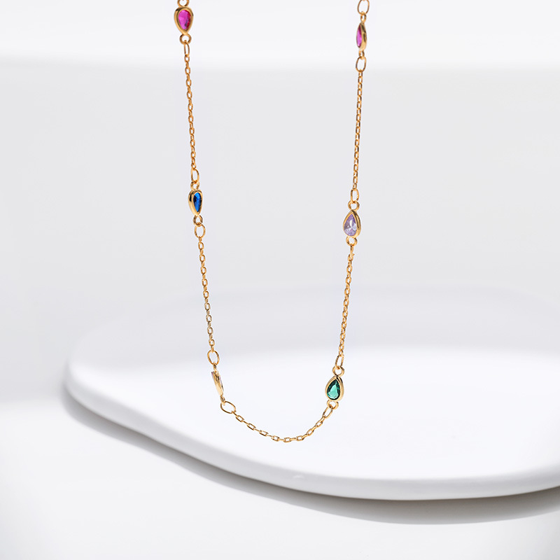 Simple Style Solid Color Copper Plating Chain Inlay Zircon Gold Plated Necklace display picture 2