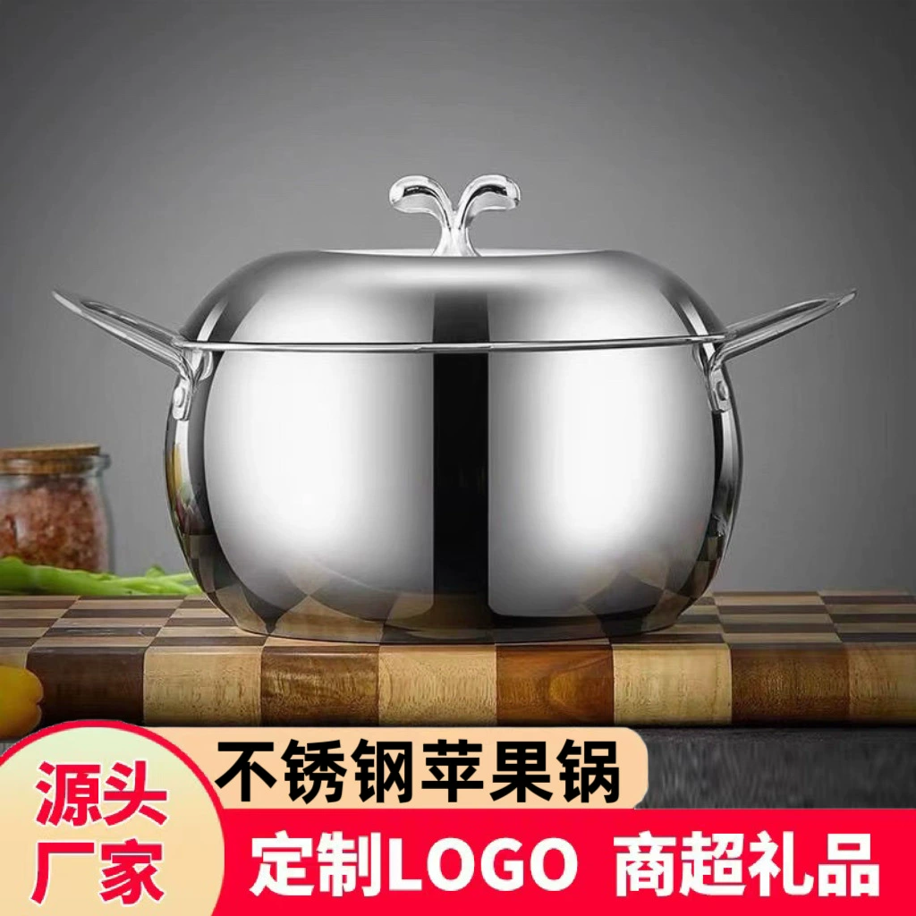 [Прямые продажи с завода] Продукты - класса нержавеющей стали яблочная кастрюля для дома большой емкости суповая кастрюля с двойными ушками для тушения, варки, porridge