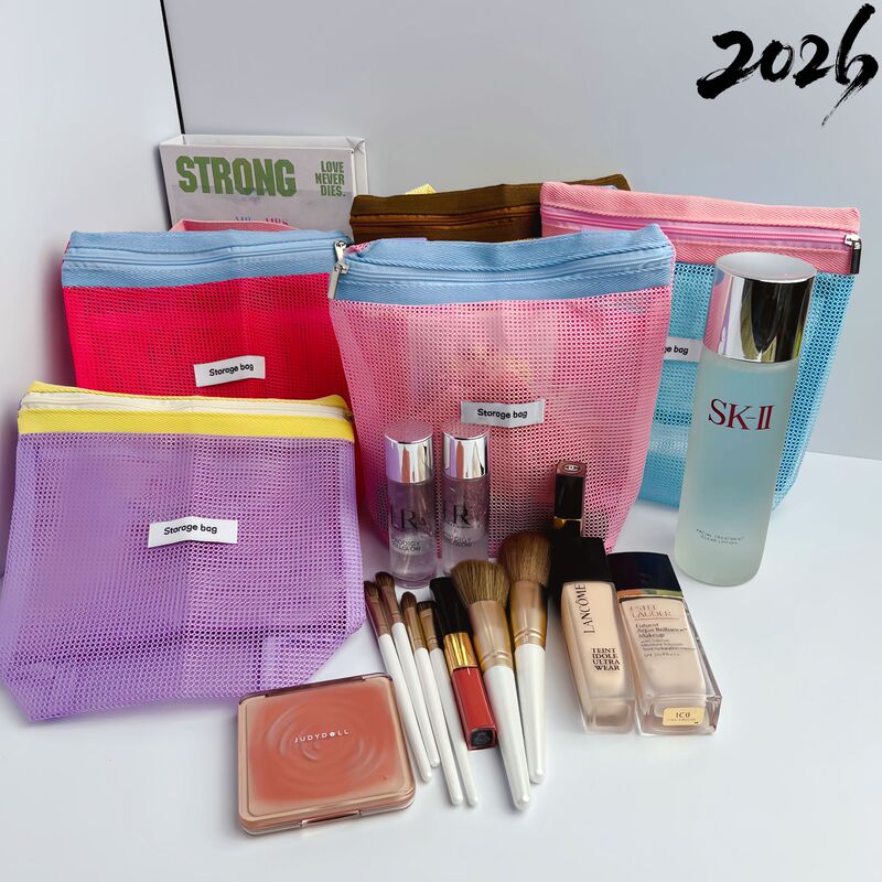 Southeast Asia Trendy Mesh Storage Bag Dopamine-Style Portable Mesh Storage Bag Water-Draining Toiletry Bag Travel Makeup Bag Southeast Asia Trendy Mesh Storage Bag Dopamine-Style Portable Mesh Storage Bag Water-Draining Toiletry Bag Travel Makeup Bag