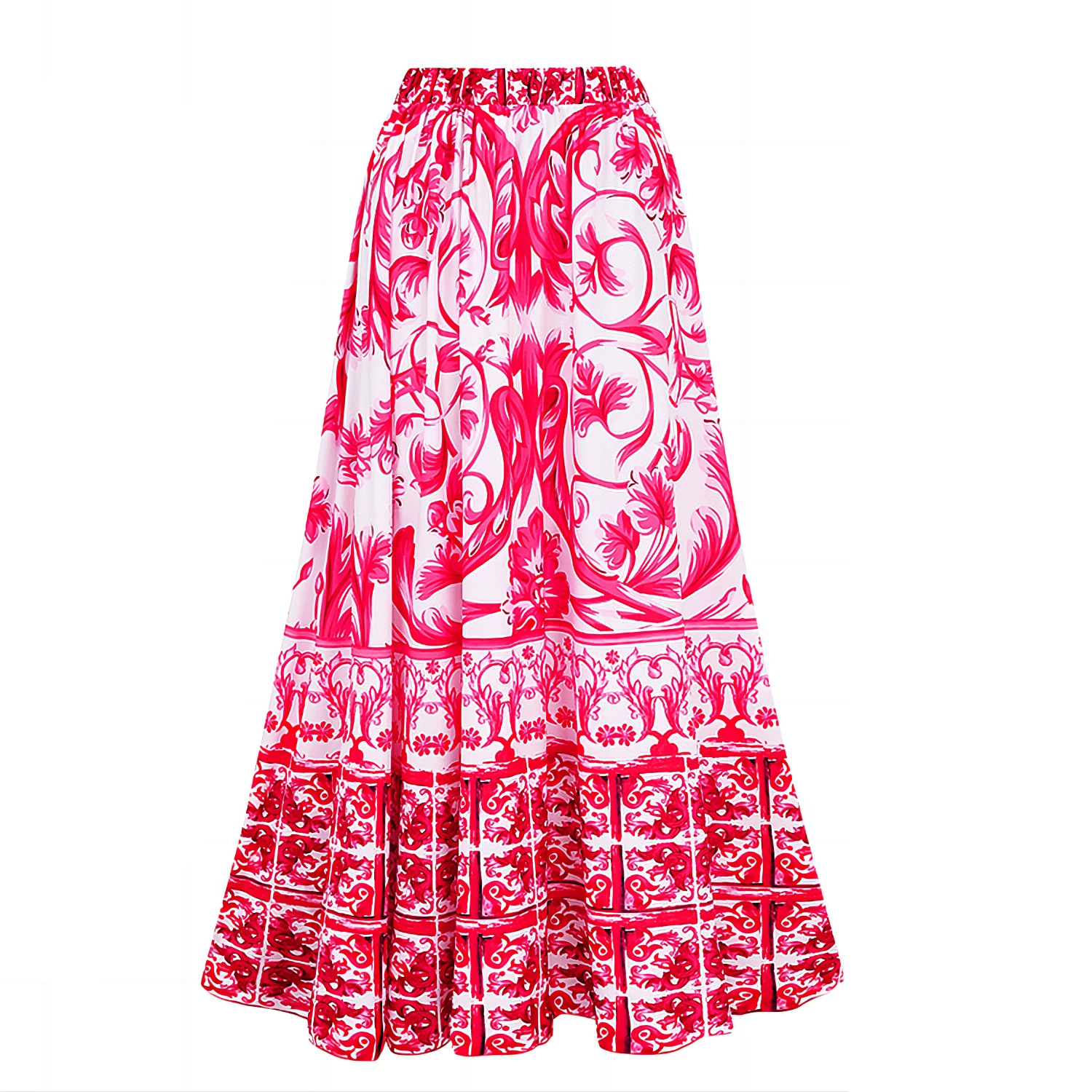 One-Piece Swimsuit (Qiao Jiayuan) 2025 Retro Style with Wrap Skirt, Crane Print, S–XL & One Size