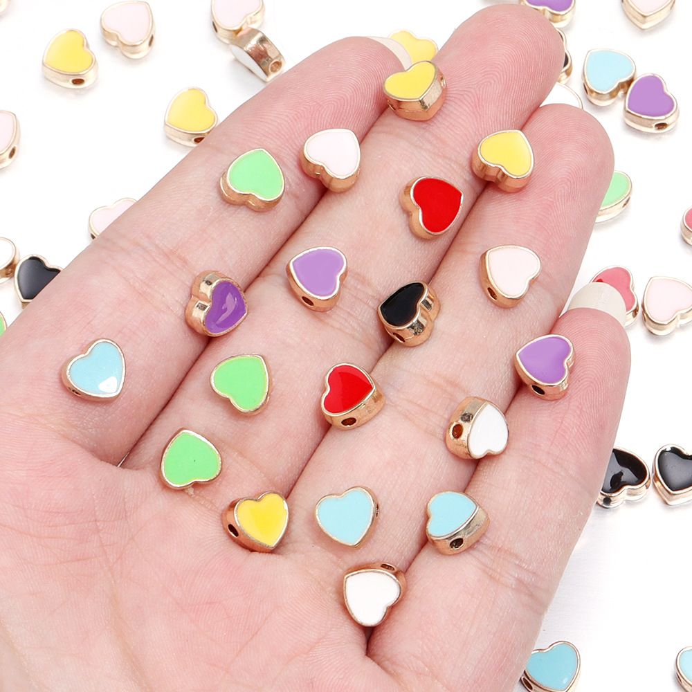 10 PCS/Package Quantity 10 PCS/Package Alloy Heart Shape DIY Jewelry Accessories Beads