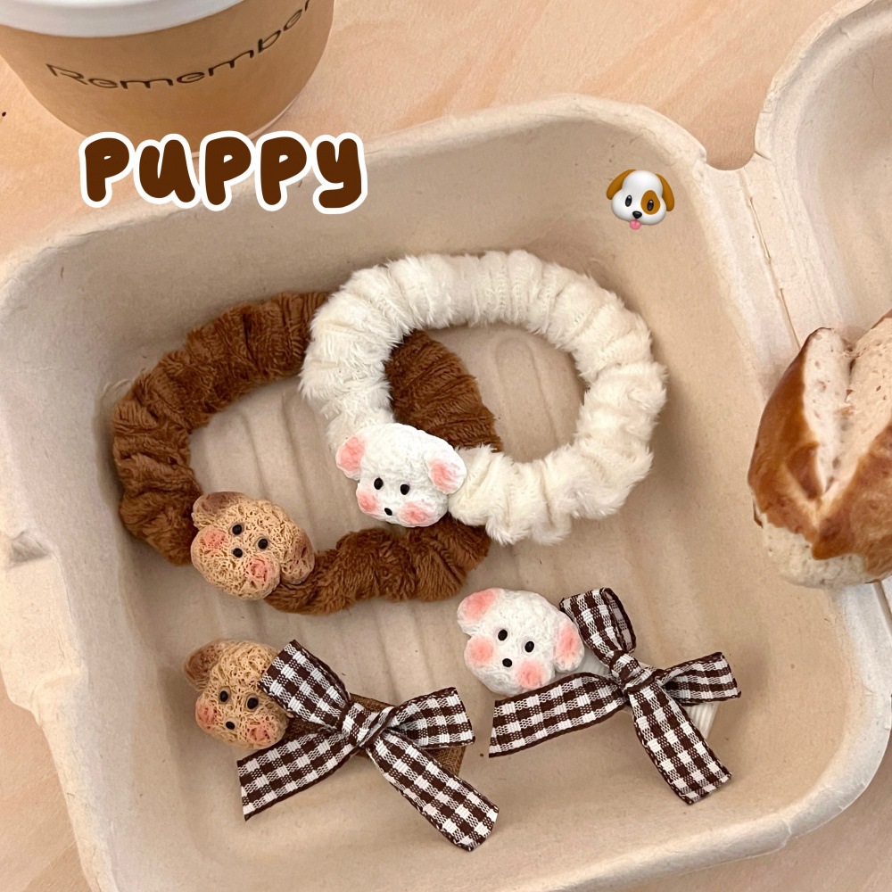 Nuevo lindo cachorro de cabello de cabello de cabello de cola de caballo de niña anillo de cabello dulce frisa clip clip clip de cabello al por mayor