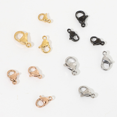 304 stainless steel lobster clasp vacuum plated color-preserving 18k gold black rose gold DIY jewelry accessories spring connection buckle