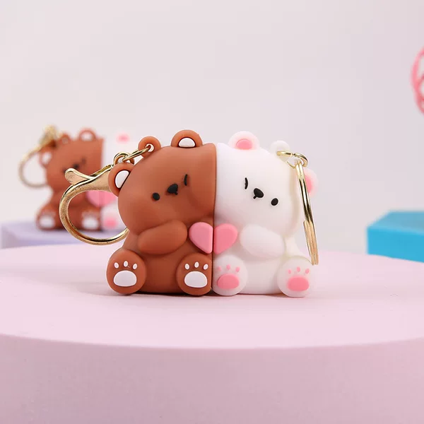 Care Bear Stickers Cute Bag Cartoon Pendant Magnetic Couple Best Friend Pendant Valentine's Day Gift Keychain