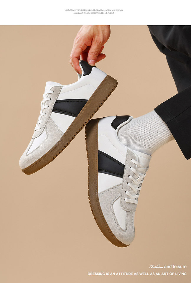 Giày sneaker da lì phối lưới form rộng mũi tròn, đế cao 3–5 cm, dây buộc, unisex — Trắng đen, Xám trắng, đen chi tiết 16