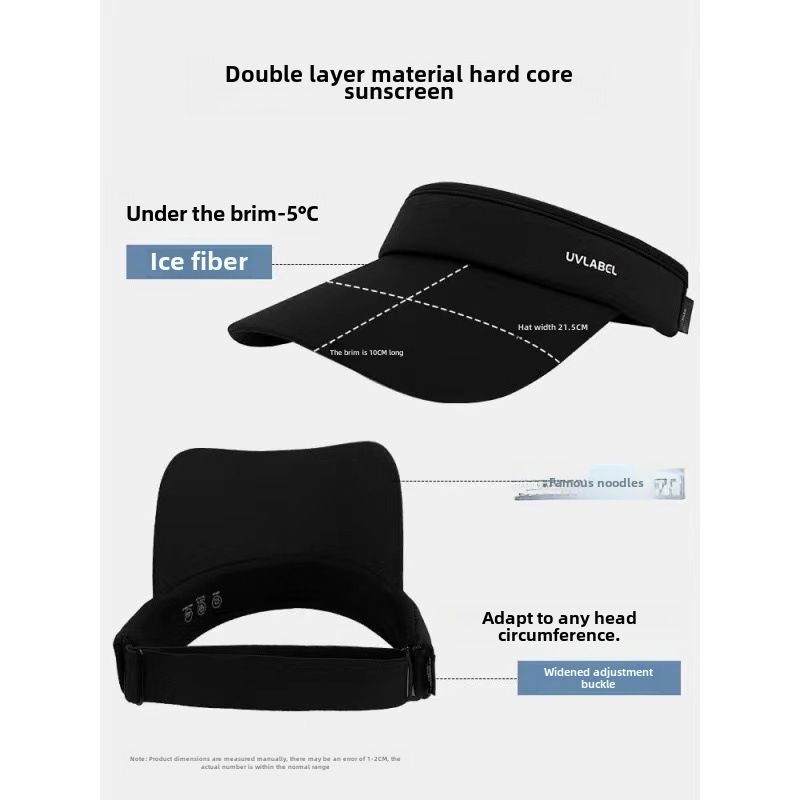 Sun Hat Men's Sunscreen Hat Empty Top Hat Breathable Ice Silk Sun Hat Sports Running Outdoor Hat Duck Tongue Empty Top Hat_voghion.com