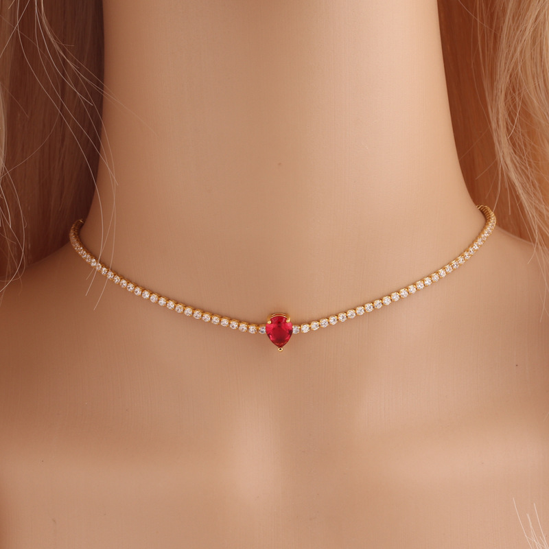 Simple Style Water Droplets Copper Choker Metal Zircon Copper Necklaces