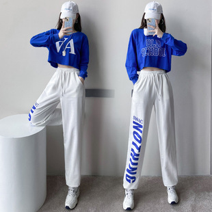 Real shot 2023 autumn new fashion slimming loose sports two-piece suit