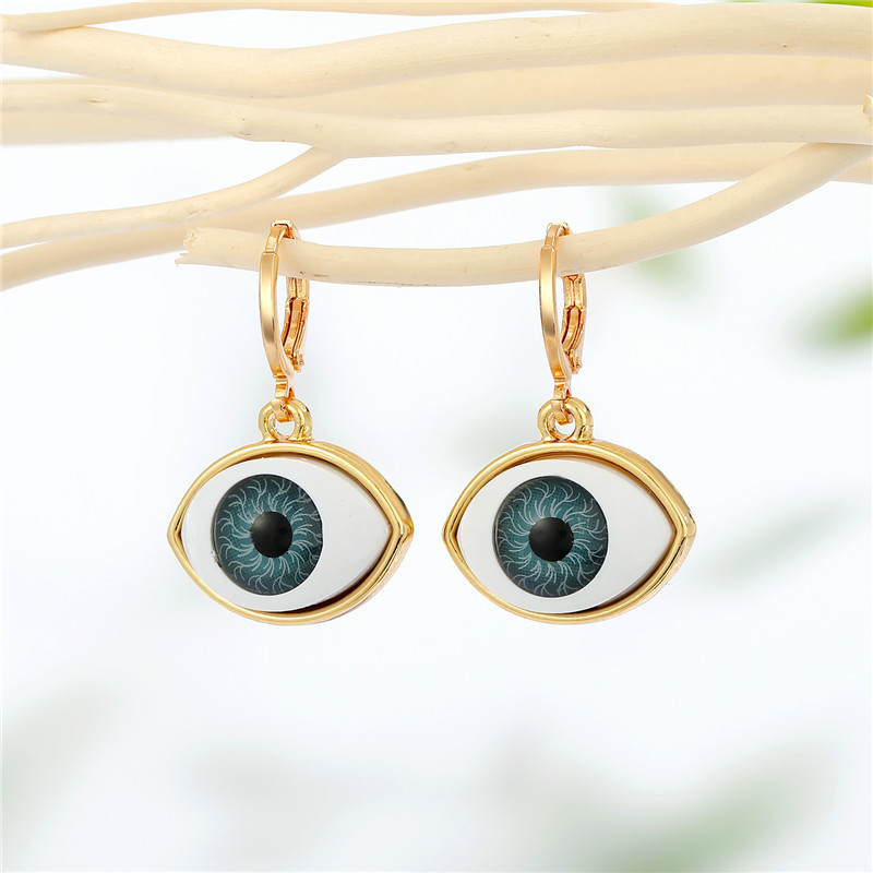 Europe And America Cross Border Ornament Multi-color Eyeballs Ear Clip New Ethnic Dripping Eyes Ear Ring Eyes Eardrop Earring display picture 6