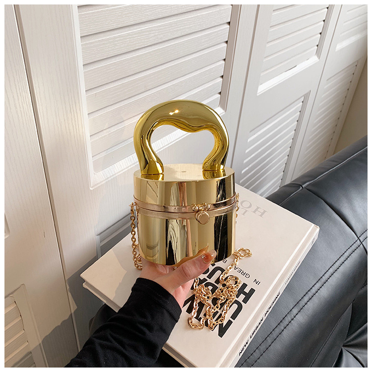 Top Handle Strap Type Circle Bag Bags Type Women's Arylic Solid Color Streetwear Lock Clasp Circle Bag