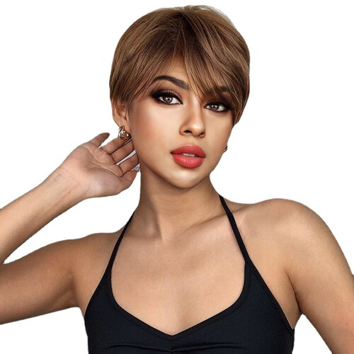 Cross-border foreign trade European and American new wigs for women, fashionable short hair, full headgear, wig, simulated human short straight hair, overseas shipping