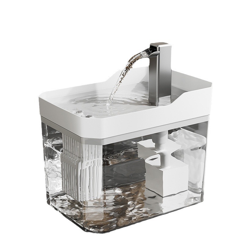 Dispensador automático enchufable en forma de diamante para gatos Dispensador eléctrico de circulación activa Tazón para gatos Tazón de agua Tazón para mascotas Suministros para gatos