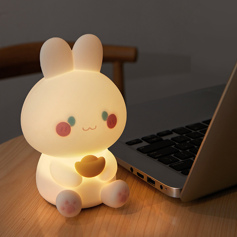 Ledウサギ音声ランプ調光定時ラケットシリコンランプUSB子供カラフルクリエイティブギフトベッドサイドライト|undefined