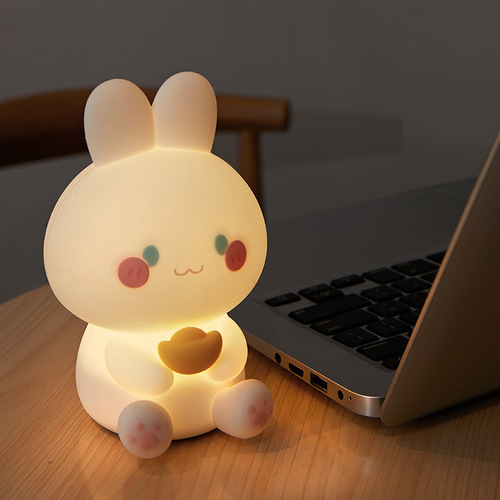 led rabbit voice lamp three-speed dimming timing pat silicone lamp USB colorful creative gift bedside night light