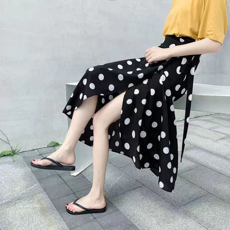 Summer Breathable Floral One-Piece Strappy Skirt Wrap Skirt Vacation Mid-Length Skirt Loose Beach Skirt