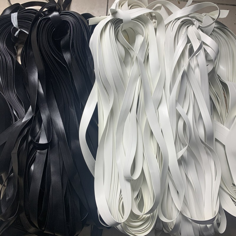 Clothing Leather Edging Strips, Pressed Leather Strips, Leather Cords, Webbing, Black Composite Flat Leather Cords, Folded Leather Strips for Garment Accessories