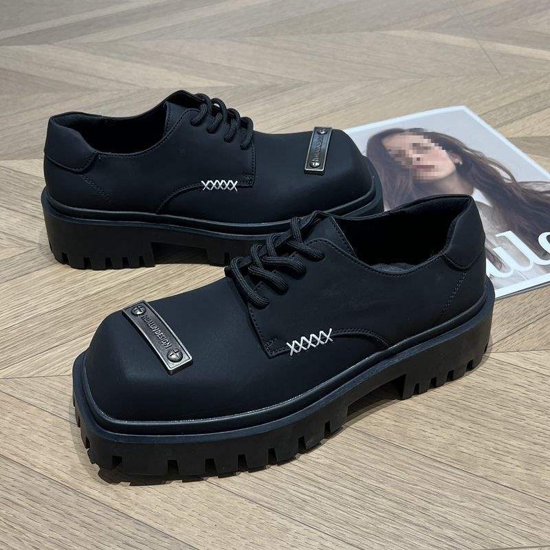 ShoeVault Autumn Men's Square Toe Niche Martin Boots Thick Sole Height Increasing Casual Leather Matte Commuting Derby Hairstylist_voghion.com