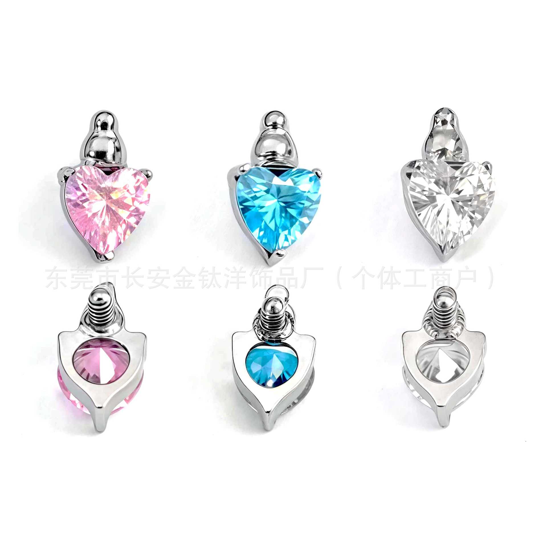 F136 Titanium Internal Thread Heart-Shaped Stud Earrings Lip Studs Nose Studs G23 Titanium Alloy Body Piercing Jewelry Ear Cartilage Studs detail image 8