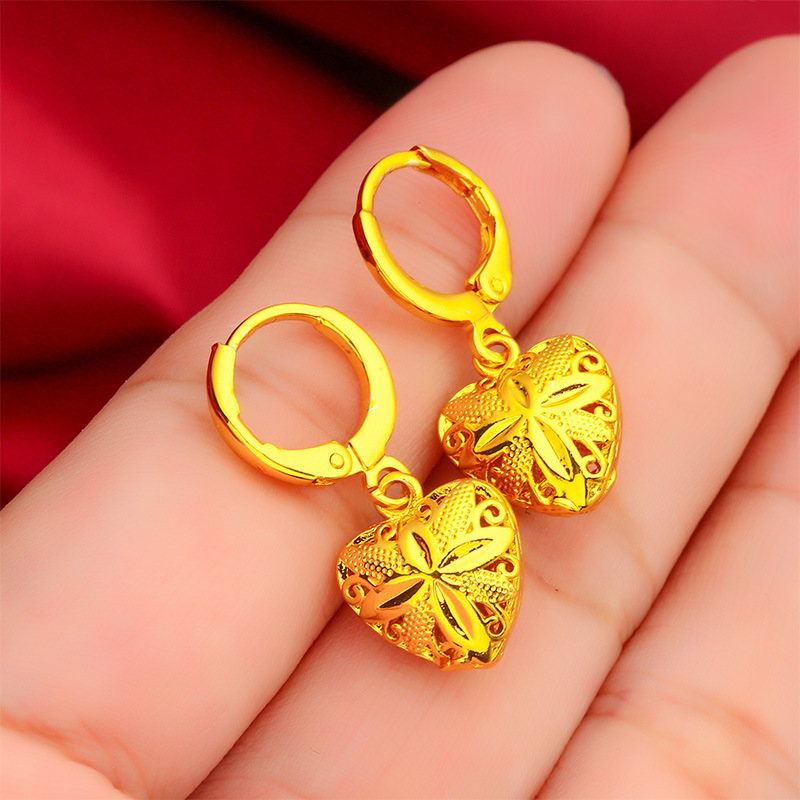 Vietnam Shajin Ladies Love Earrings Small Peach Heart Earrings Jewelry Wholesale Love Earrings small size