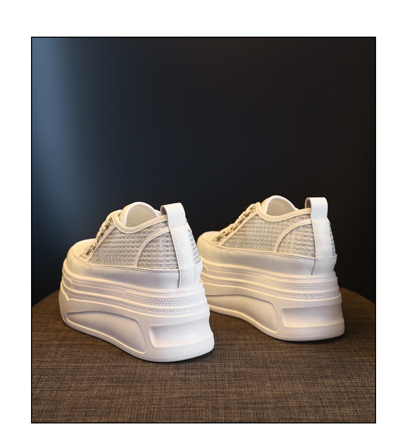 Giày sneaker nữ đế dày tăng chiều cao mùa hè thoáng khí kiểu bánh mì — màu trắng chi tiết 20