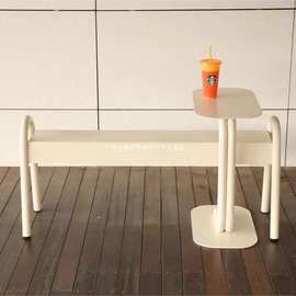 简约韩国户外休闲长凳公园长椅奶茶咖啡店外摆铁艺商场休闲长条凳