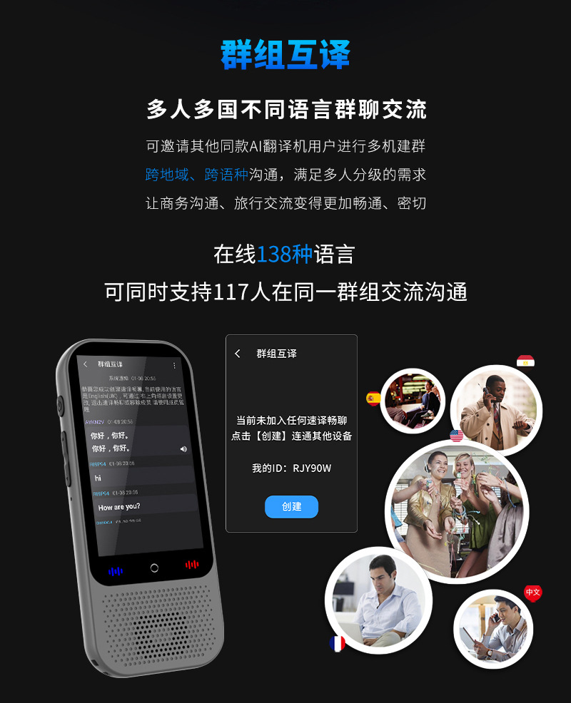 The 2024 new S80 pro intelligent voice translation machine is a multi-language manufacturer with precise offline photo-taking and Chat GPT undefined