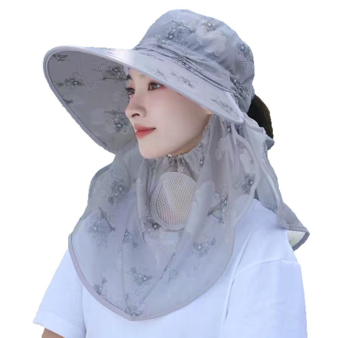 Chapéu de sol feminino aba larga proteção uv para rosto e pescoço_voghion.com