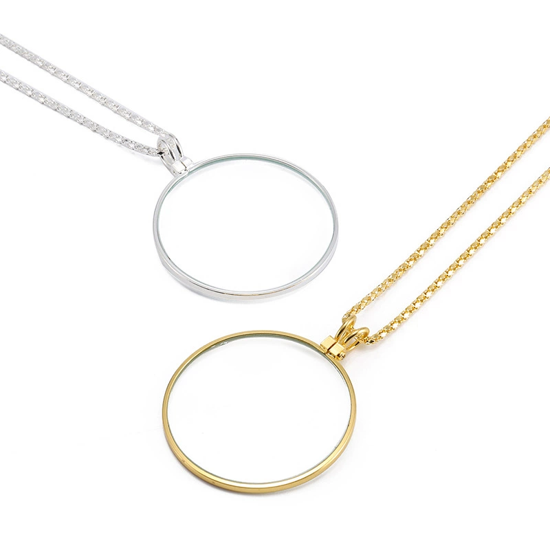 5x цинковый сплав металлическая подвесная цепочка увеличительное стекло CH6001S HD ожерелье Подарочное увеличительное стекло (серебро)