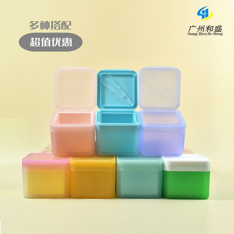 2025新款300g棉片罐配带镊子PP塑料棉片分装盒定制批发工厂|undefined