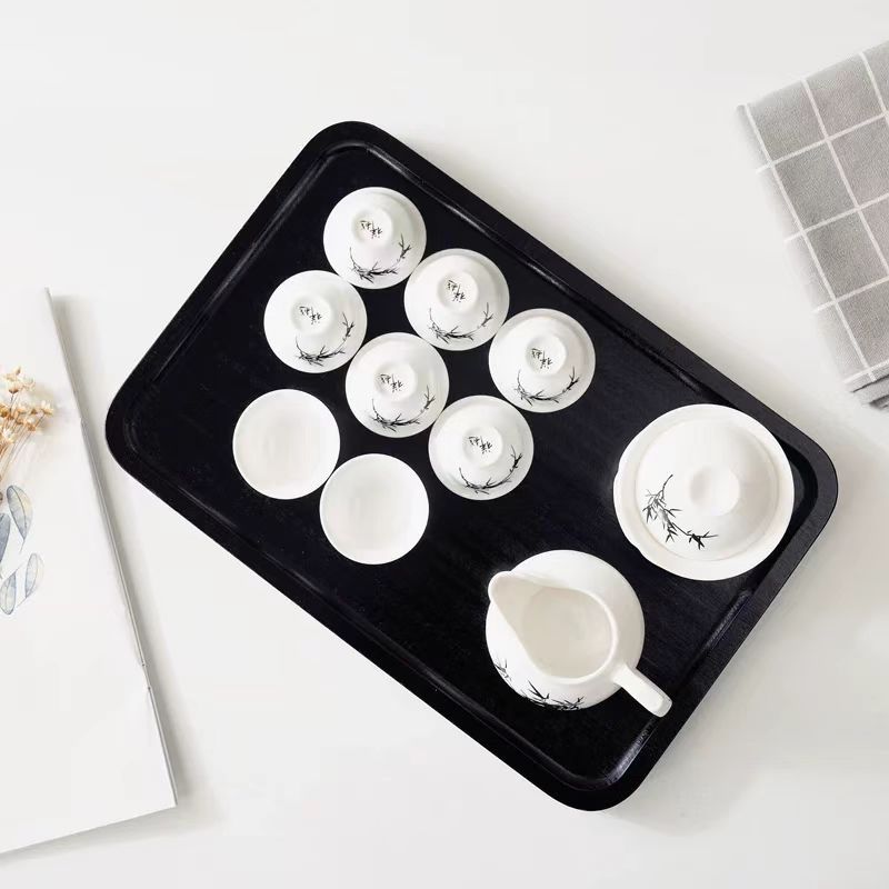 Es estilo japonés estilo bandeja de madera hogar bandeja de té madera maciza vintage pan postre almacenamiento creativo decoración placa de cocina