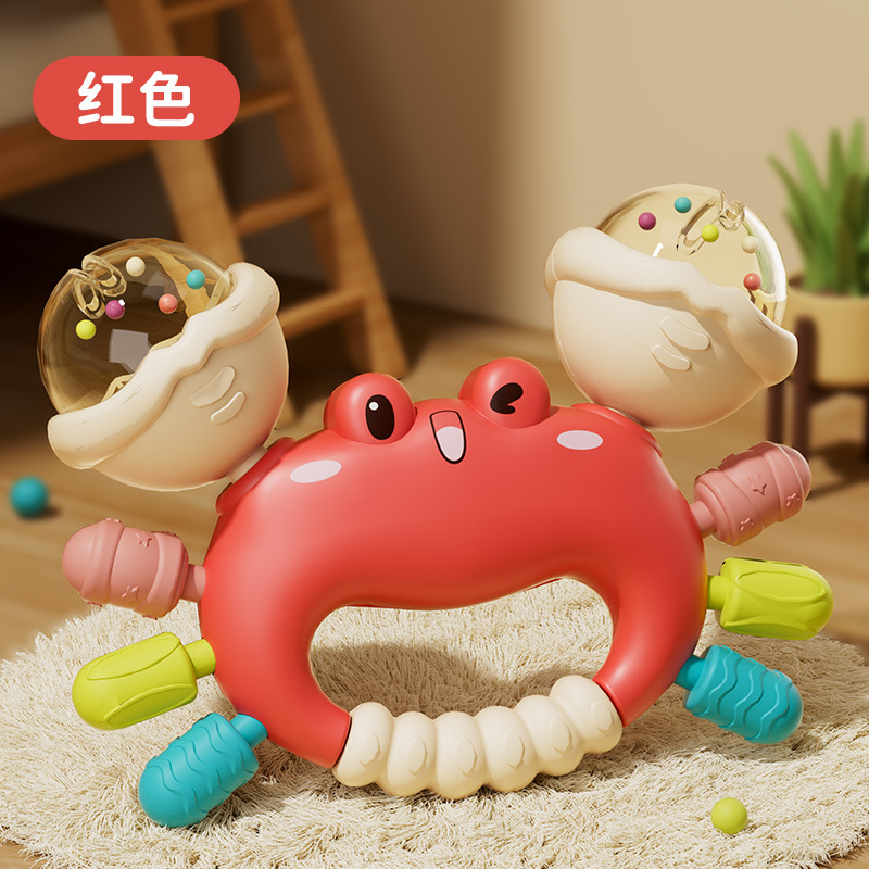 新生児のおもちゃの鈴の歯のゴムの手のカニの赤ちゃんのおもちゃの砂のハンマーは0から6ヶ月の赤ちゃんのおもちゃのカニをかじります。|undefined