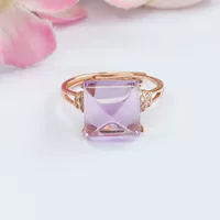 Xinyu S925 Серебряный набор с натуральным аметистом сахарная башня кольцо Caibao кольцо оптовая продажа с фабрики CB3102903