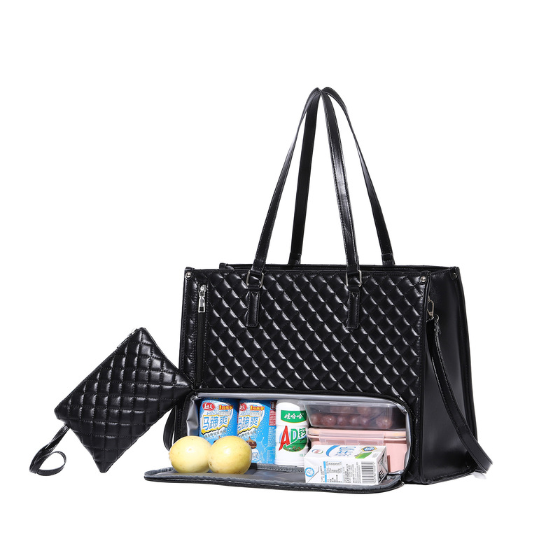 Cross-Border New Product Large-Capacity Satchel Tote Bag Satchel Lunch Box Computer Storage 2-in-1 Shoulder Crossbody Bag