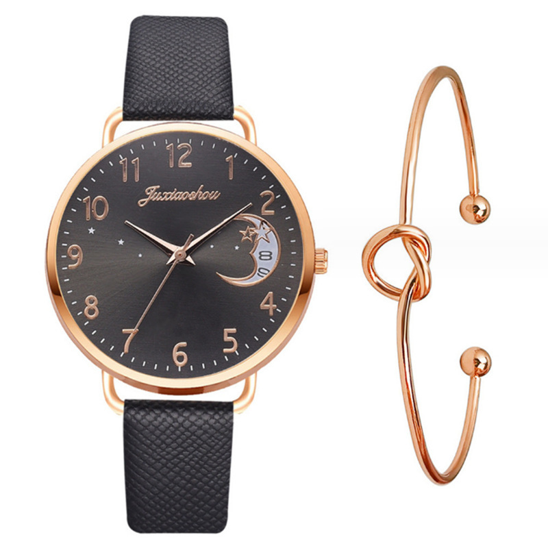 hot products Star Moon pattern Women's Watch simple belt student bracelet suit watch_voghion.com
