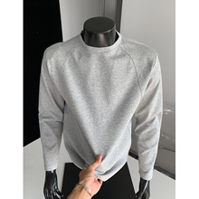 2025秋季新款男士男装轻熟风休闲拼接长袖T恤青年宽松垫肩体恤衫