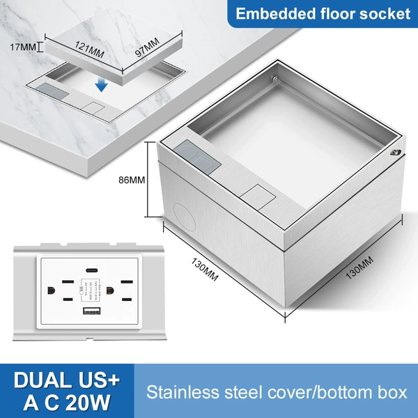 Dual US plug USB+TYPE C (20W fast charging)