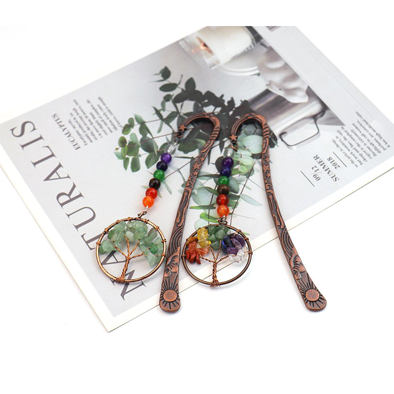 Amazon nuevo hecho a mano colorido cuentas Árbol de la vida fortuna árbol marcador colorido cristal fortuna árbol marcador BM02