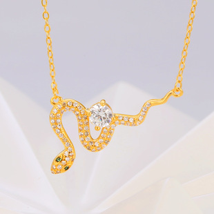 Zhou Baina Gold-Plated Silver Ancient Snake Necklace Fashion Versatile Zodiac Year of the Snake-Xqtl0007