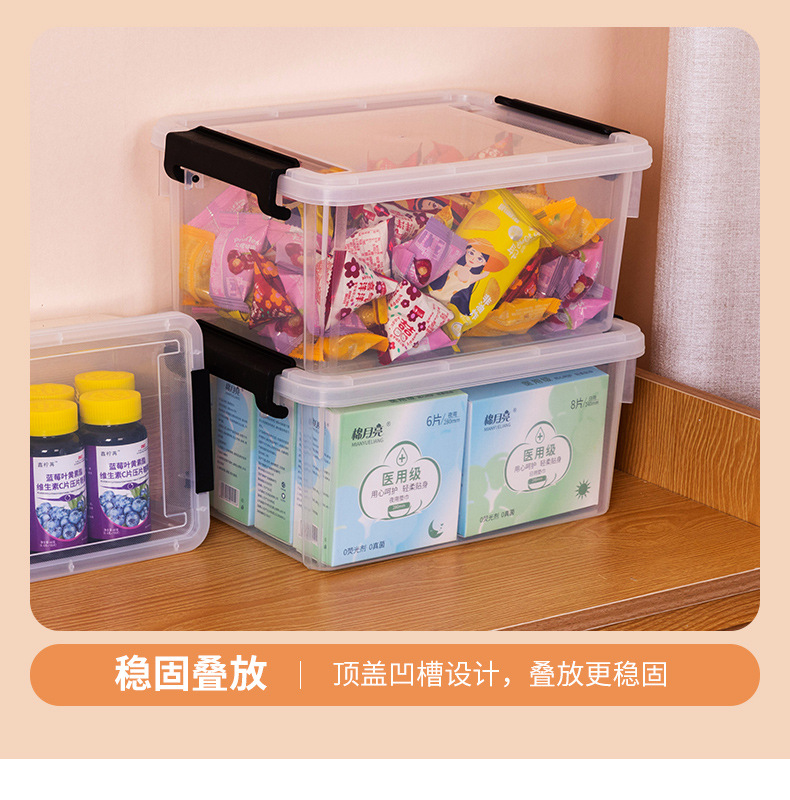收纳箱家用桌面杂物玩具文具床下整理收纳透明带盖收纳盒批发