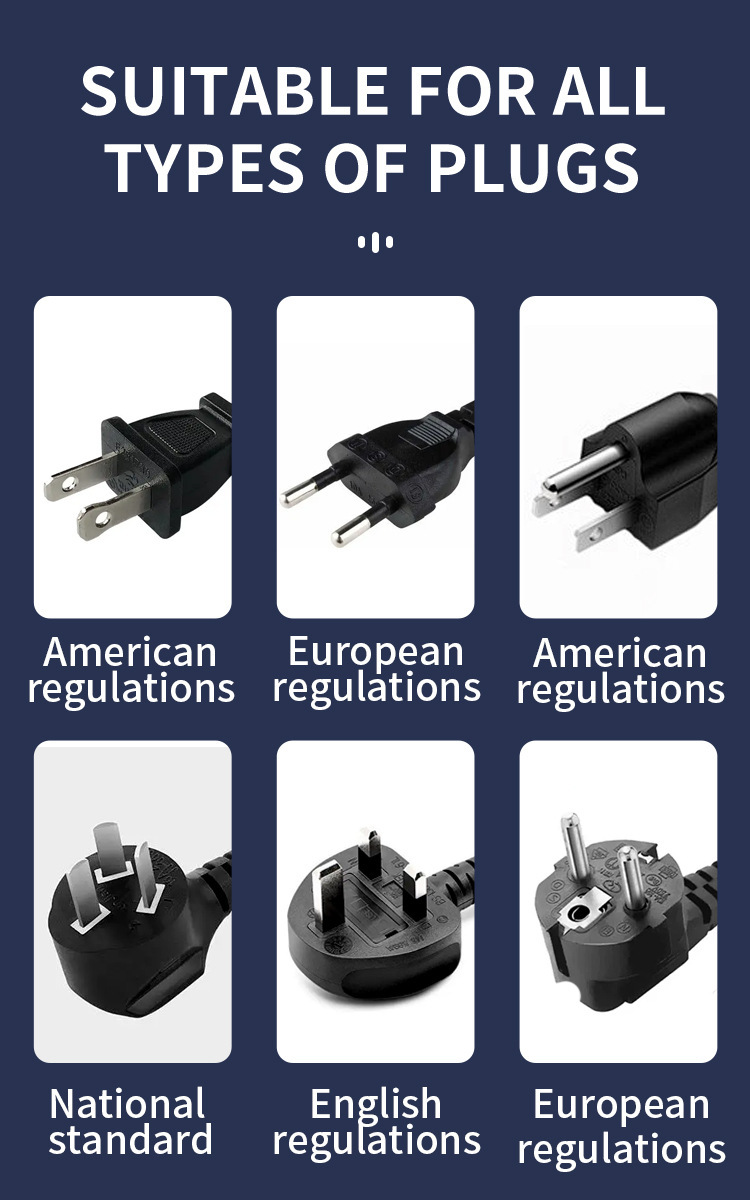 Enchufe transfronterizo estándar europeo estándar británico estándar americano placa de enchufe multi-enchufe de 2 metros zócalo universal puerto USB / PD enchufe