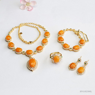 Xinyu Baltic Amber suit Natural Beeswax Four-Piece Set Women's Jewelry Wholesale HP4102306L