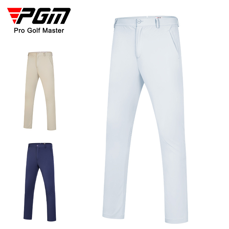 Quần golf nam dài mùa hè PGM vải lưới thoáng khí co giãn nhanh khô — KUZ131-Kaki, KUZ131-Đen, KUZ131-Màu xám nhạt, KUZ131-màu xanh nước biển