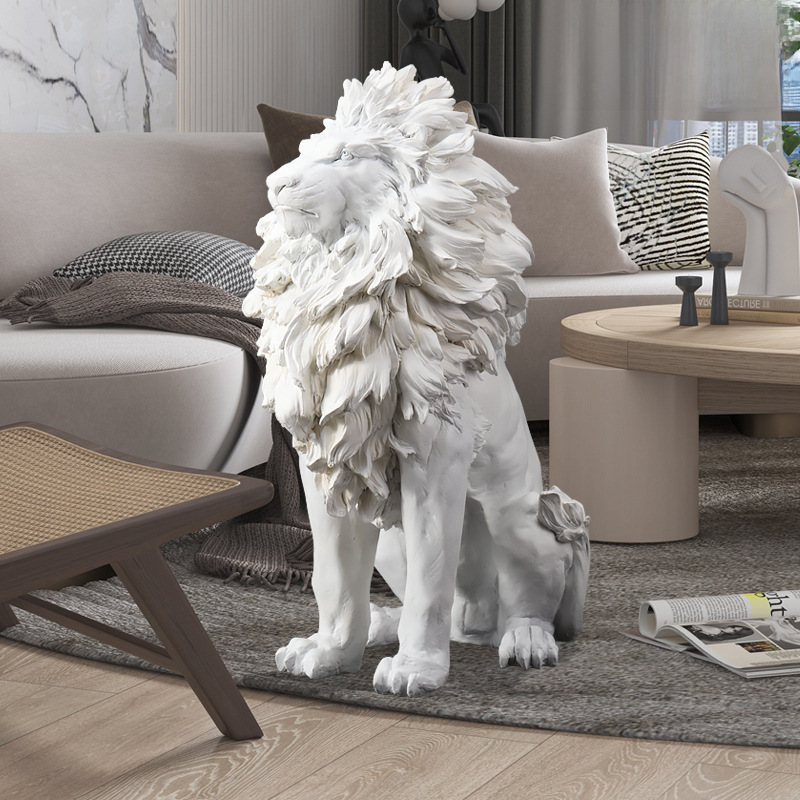 Light Luxe Creative Lion Home Decor–ALarge Floor-standing Decorative Piece For Your Living Room,Perfect For Placement Beside Your TVCabinet.