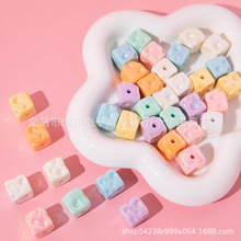 奶油色14mm方形奶酪diy串珠手绘珠底珠钥匙扣手机链配件材料挂链