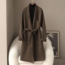 少量服饰2025春季新款100%骆驼绒双面尼大衣女式休闲高端长款外套