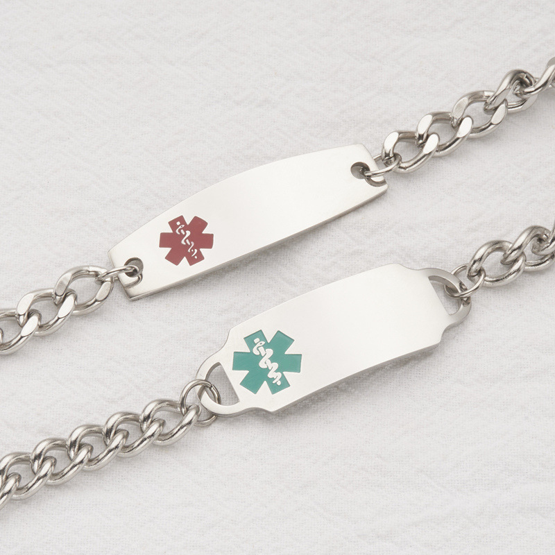 Charm color jewelry Amazon cross-border hot stainless steel Medica id Medical logo bracelet DIY bracelet