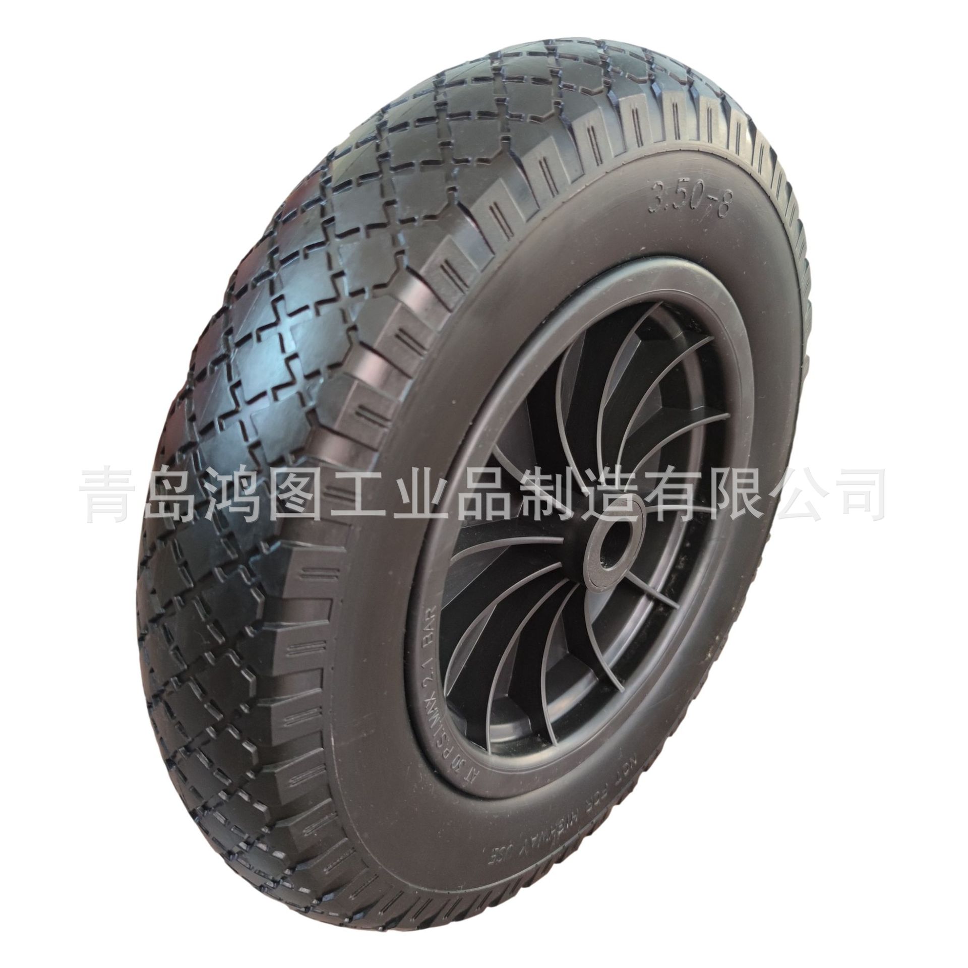 【厂家供应】15寸3.50-8PU发泡轮 手推车独轮车轮子宝石花纹