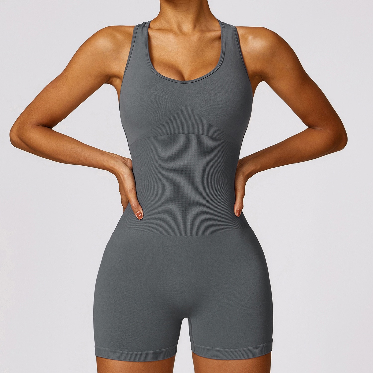 Transfronterizo europeo y americano nuevo alto elástico sexy piel-friendly cuerpo que forma ropa fitness vientre contrayendo espalda apretado chaleco mono