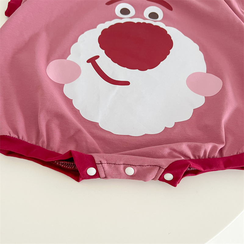乐宾 0-2岁婴幼儿服装三角包屁衣 卡通造型哈衣草莓小熊棉质爬服详情10