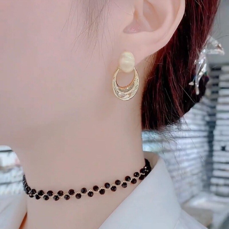 韩版经典几何椭圆耳环女气质高级感925银针耳钉精致百搭简约耳饰|undefined
